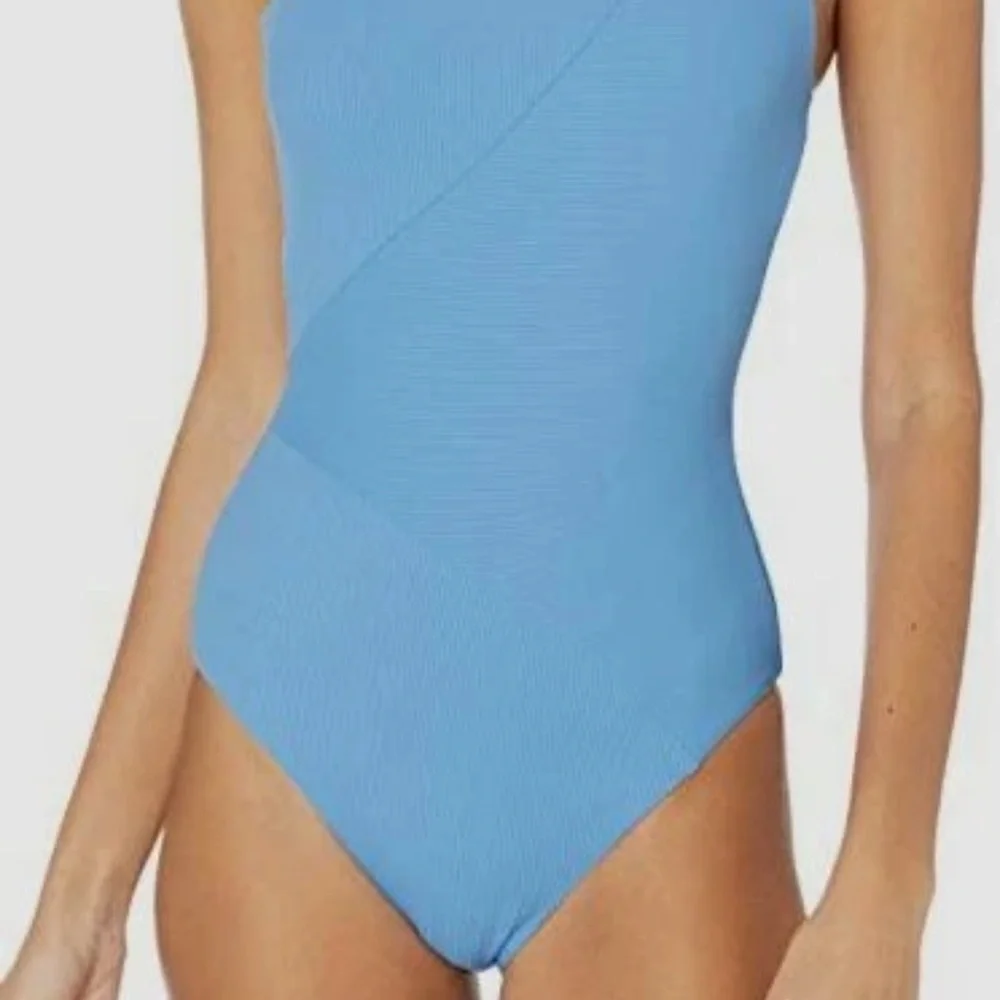 Becca Women's Blue Fine Line Lined Adeline One-Piece